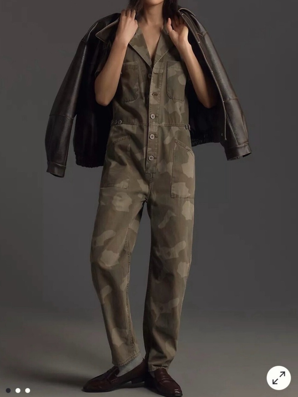 pistola Olive Green Camo Cropped Jumpsuit